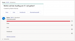 Eine Umfrage mit Forms in Microsoft Teams mit dem Zwischenergebnis
